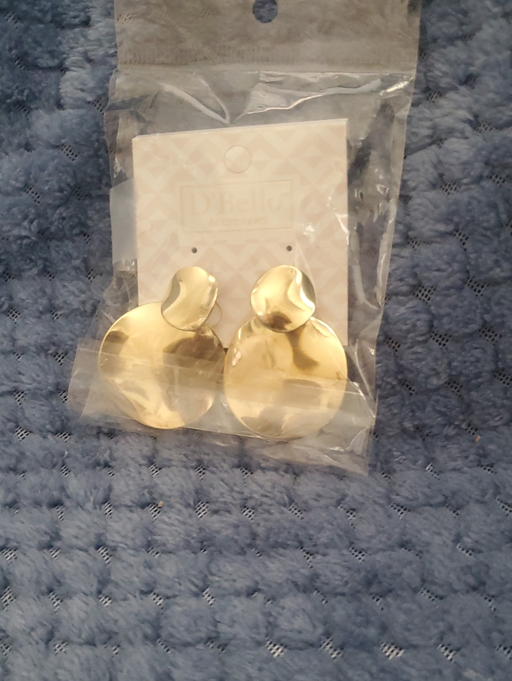 Gold-Tone Hammered Double Disc Drop Earrings